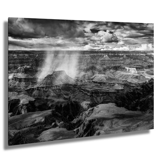 Grand Canyon Art - Black and White Mather Point Rain Photo, Arizona Wall Decor on Paper, Canvas, Acrylic & Metal