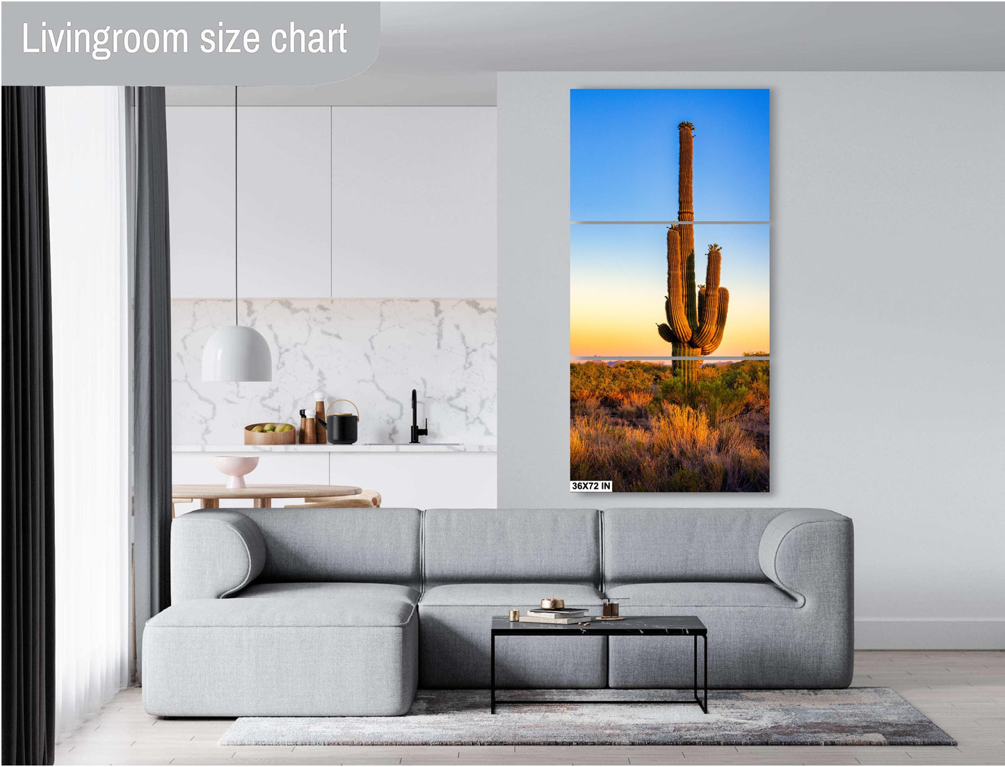 Desert Wall Decor - Arizona Desert Landscape Print: Saguaro Cactus Wall Art, Boho Wilderness Poster for Southwestern Decor