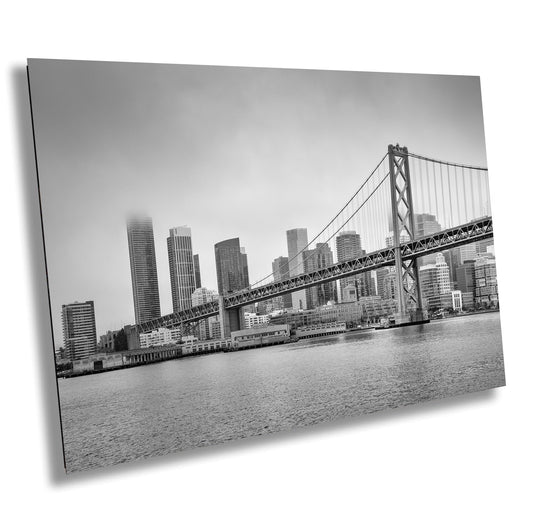 San Francisco Bay Bridge Wall Art Print, Black & White Urban Landscape Cityscape Decor, Modern Home Art % Gift Ideas