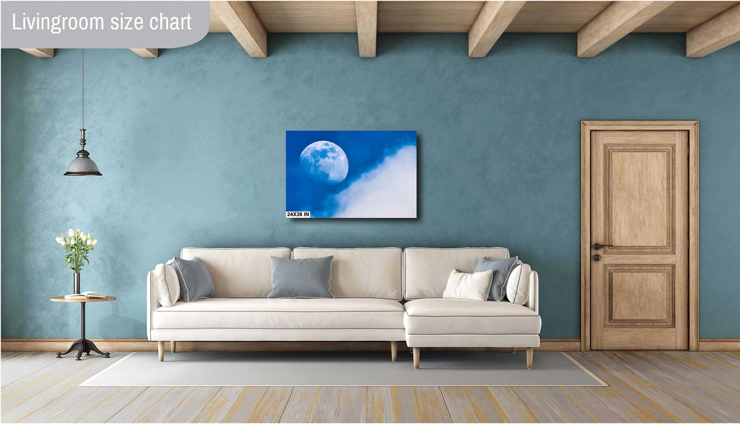 Lunar Daytime Photo: NASA Full Moon Print with Clouds on Canvas, Paper, Acrylic & Metal Options