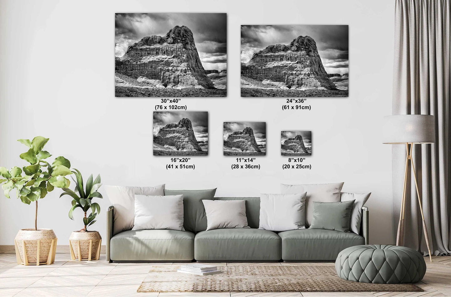 Southwest Art Print - Majestic Rock Formation Near Big Water, Utah: B&W Southwestern Fine Art Photography