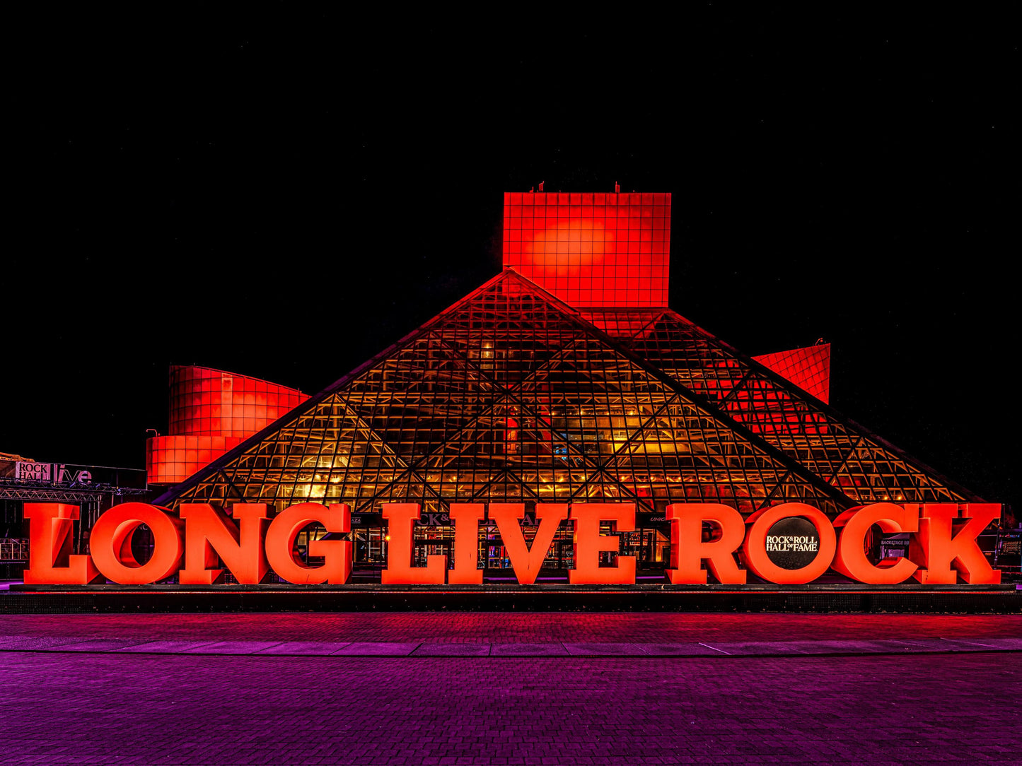 Cleveland Rock and Roll Hall of Fame Night Photograph - Illuminated Paper, Canvas, Acrylic & Metal Print Decor
