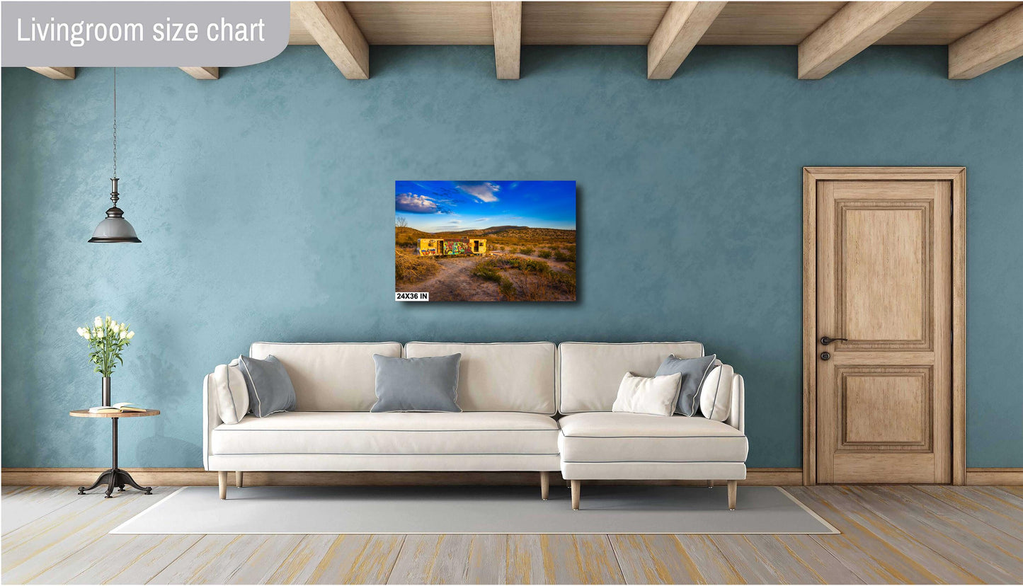 Texas Wall Art - Abandoned Trailer Wall Art Print: Unique Southwest Desert Decor on Photo Paper, Canvas, Acrylic & Metal