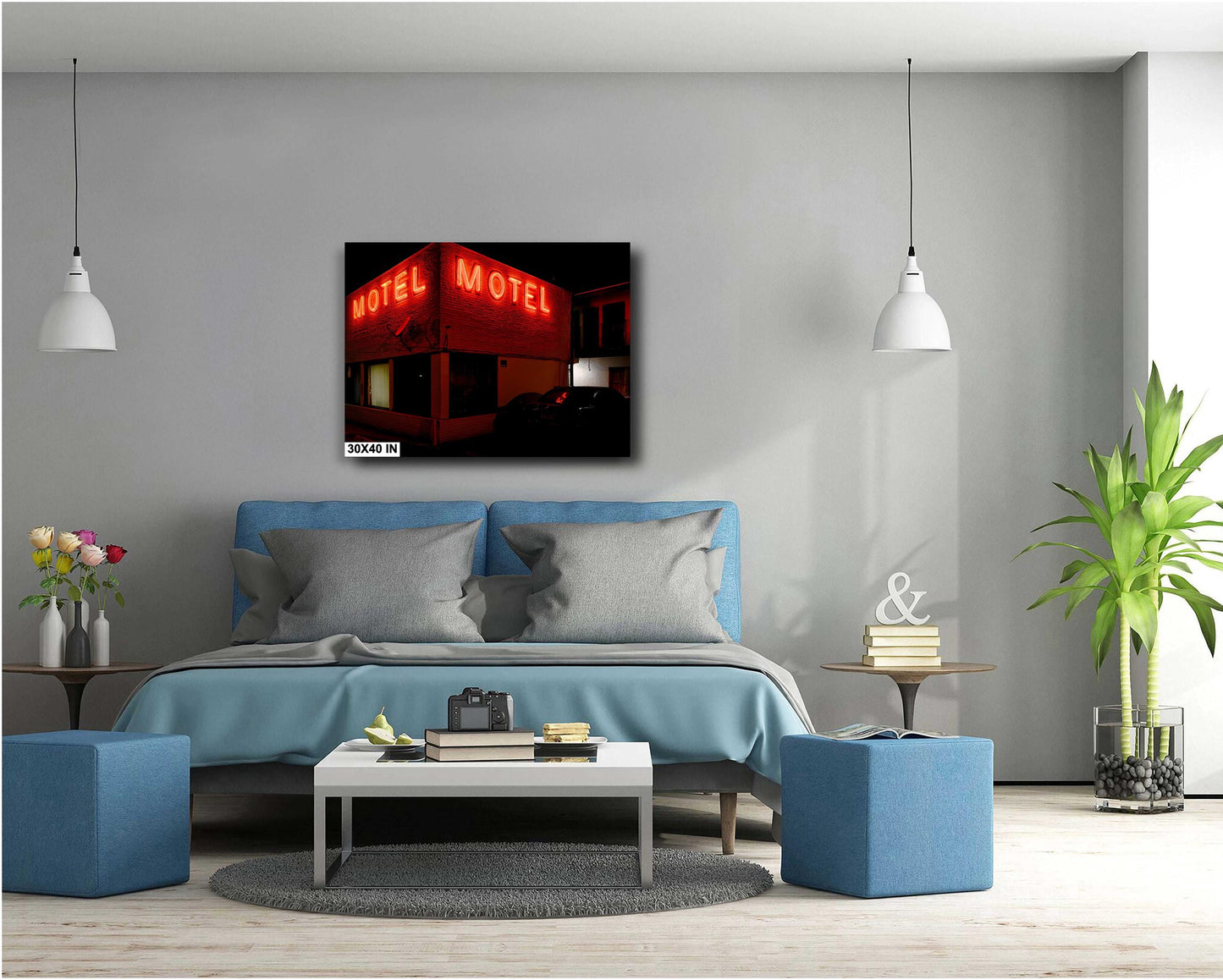 Red Light District Neon Motel Sign | Urban Americana Photography Print | Retro Street Art Wall Decor