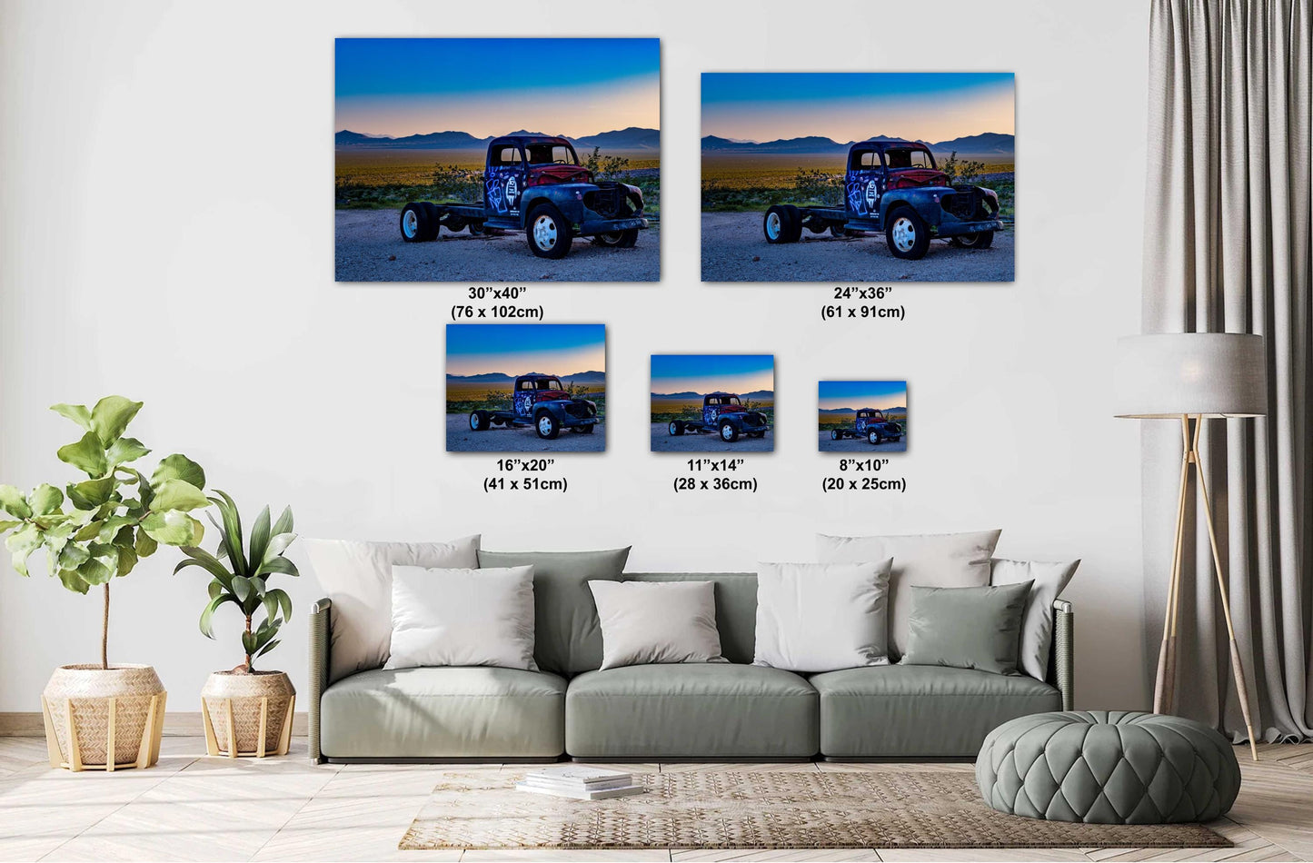 Banksy-Inspired Wall Art Print: Abandoned Truck in Rhyolite Ghost Town, Americana Desert Landscape Decor, Unique Home Art