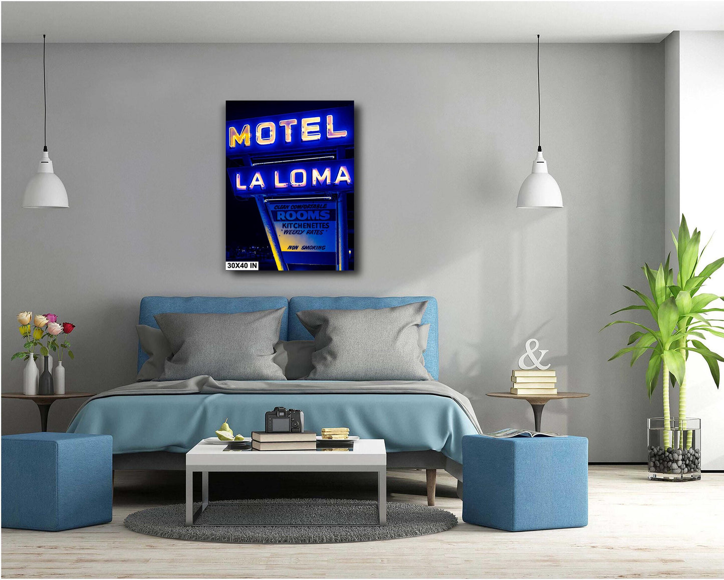 Motel Neon Sign Photograph | La Loma on Route 66 | Santa Rosa NM Photo Print on Paper, Canvas, Acrylic or Metal