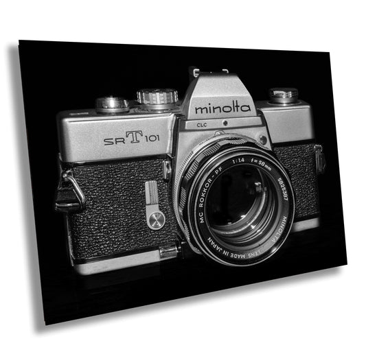 Minolta Camera B&W Photography Print - Premium Wall Decor on Photo Paper, Canvas, Acrylic, and Metal - High Quality Decor