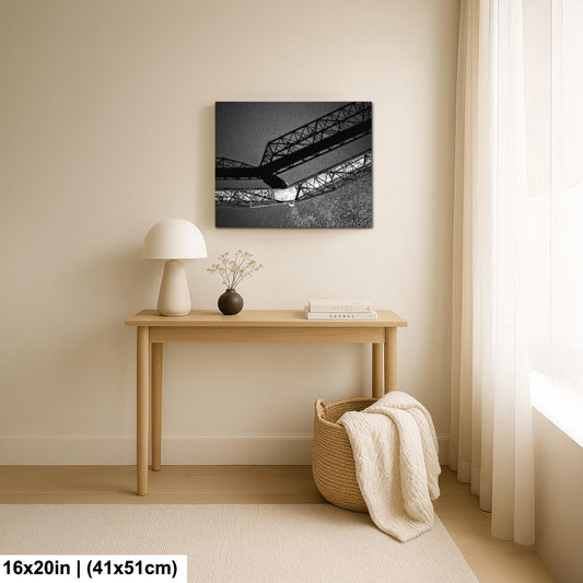 Route 66 Wall Art – Chain of Rocks Bridge St Louis Aerial Black and White Photo Print