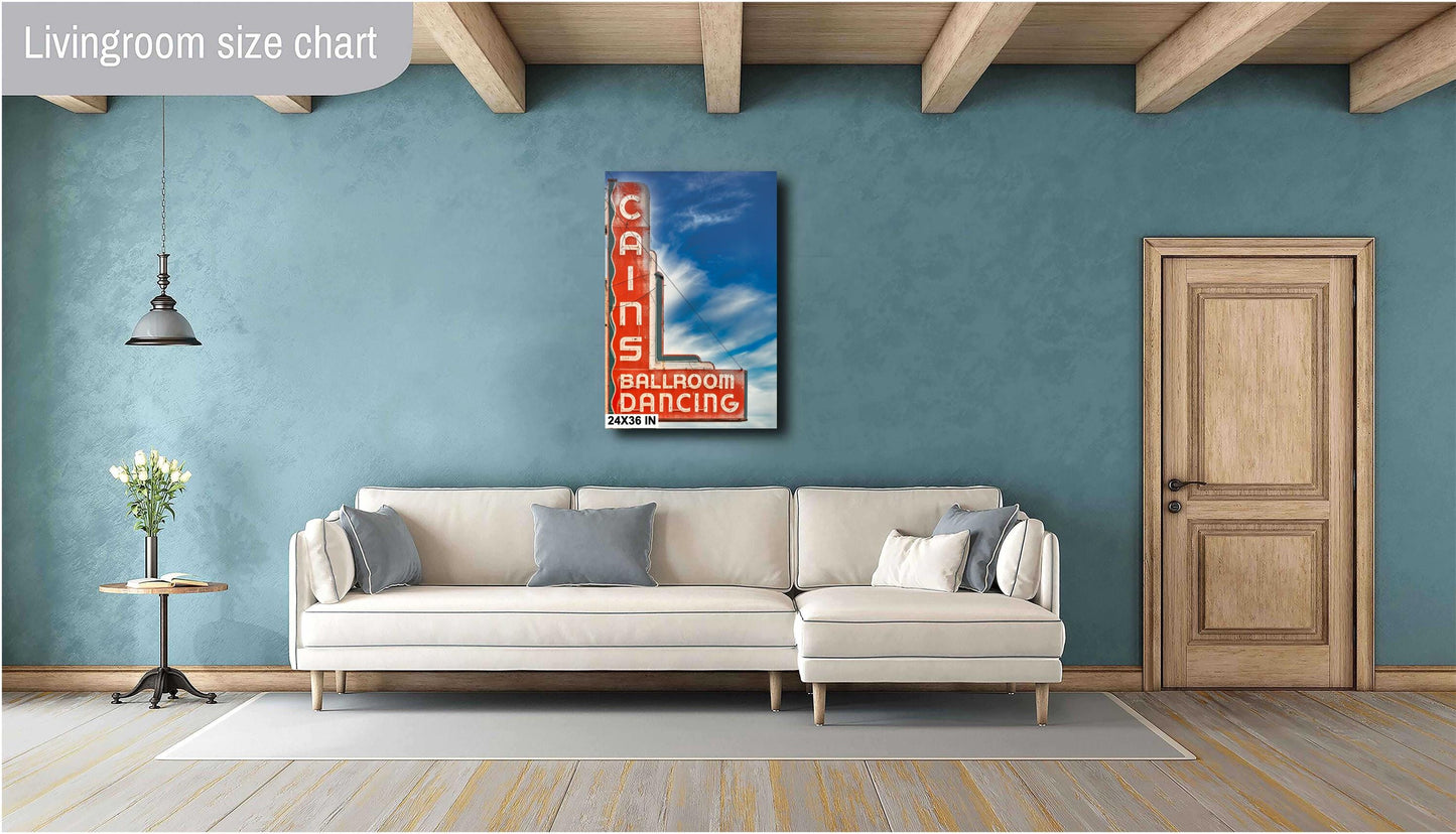 Cain's Ballroom Tulsa OK Neon Sign Wall Art - Americana Music Venue Print in Multiple Sizes & Mediums, Perfect for Home Decor