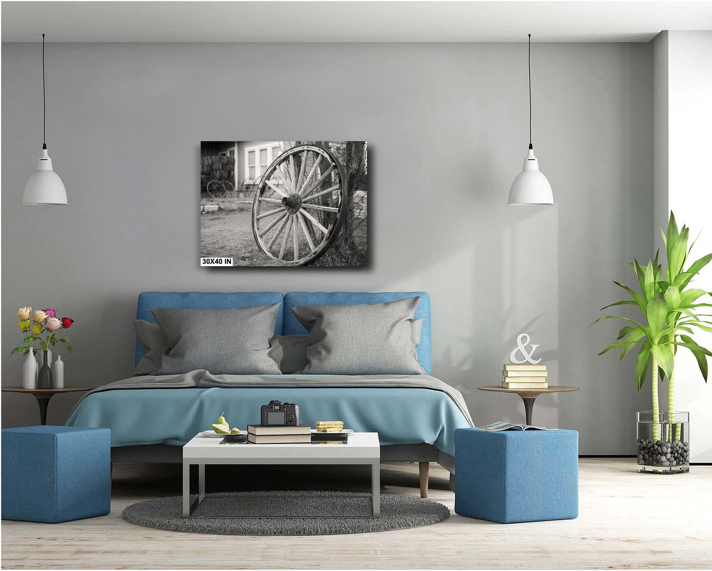 Rustic Wagon Wheel Sepia Photo: Large Country Wall Art for Texas Farmhouse Decor (Paper/Canvas/Acrylic/Metal)