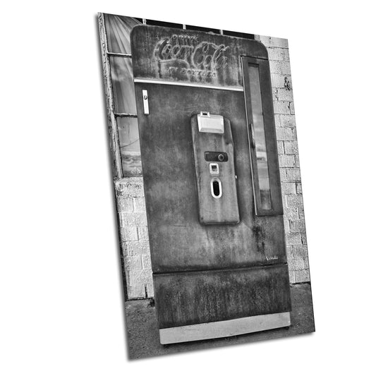 Retro Coca-Cola Vending Machine Art Print | Black & White Kitchen Wall Decor, Vintage Photography for Home or Office