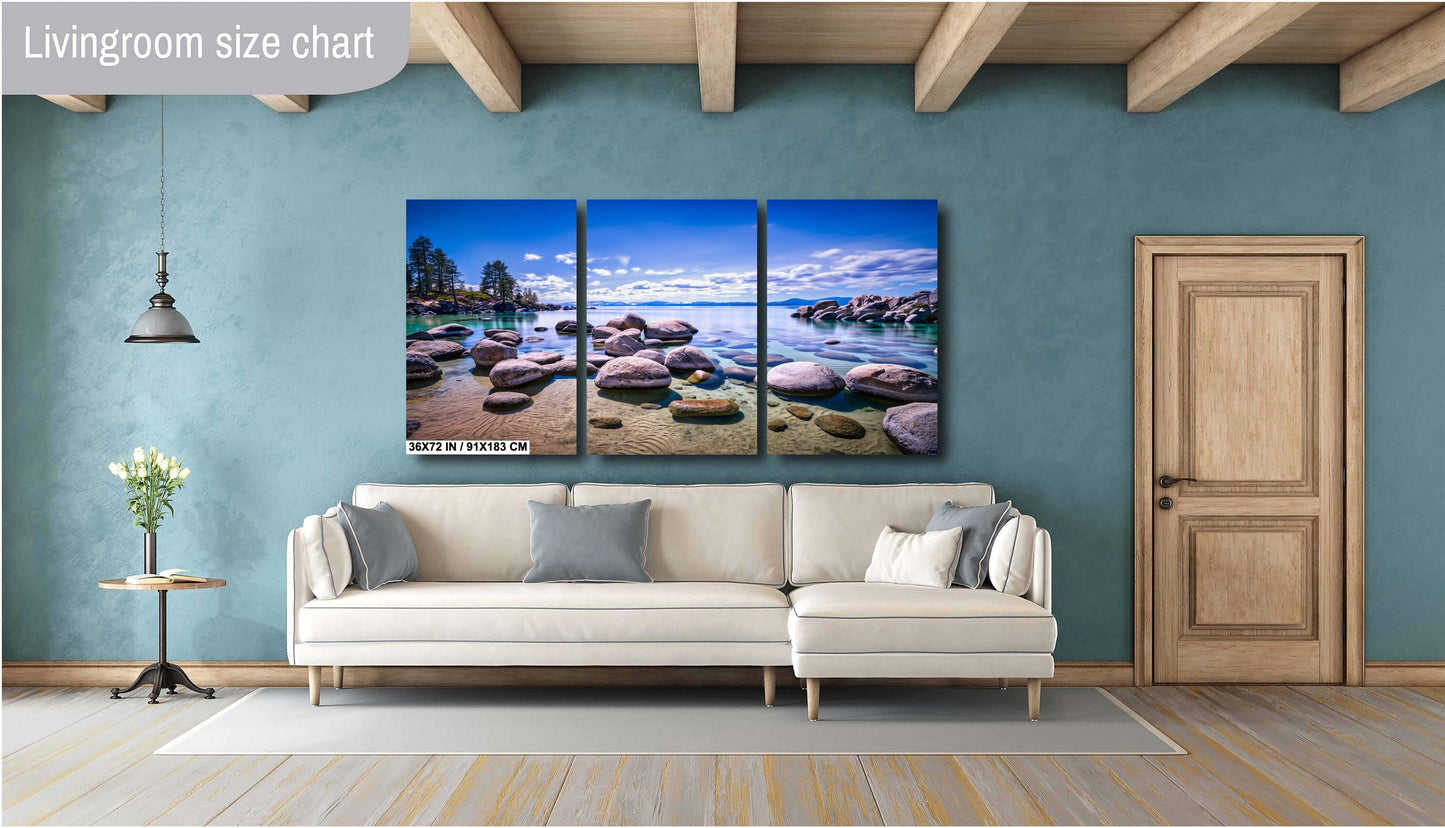 Lake Tahoe Print - Real Photo of Rocks at Sand Harbor State Park Wall Art on Canvas, Acrylic, Metal & Photo Paper - Nevada Photography Decor