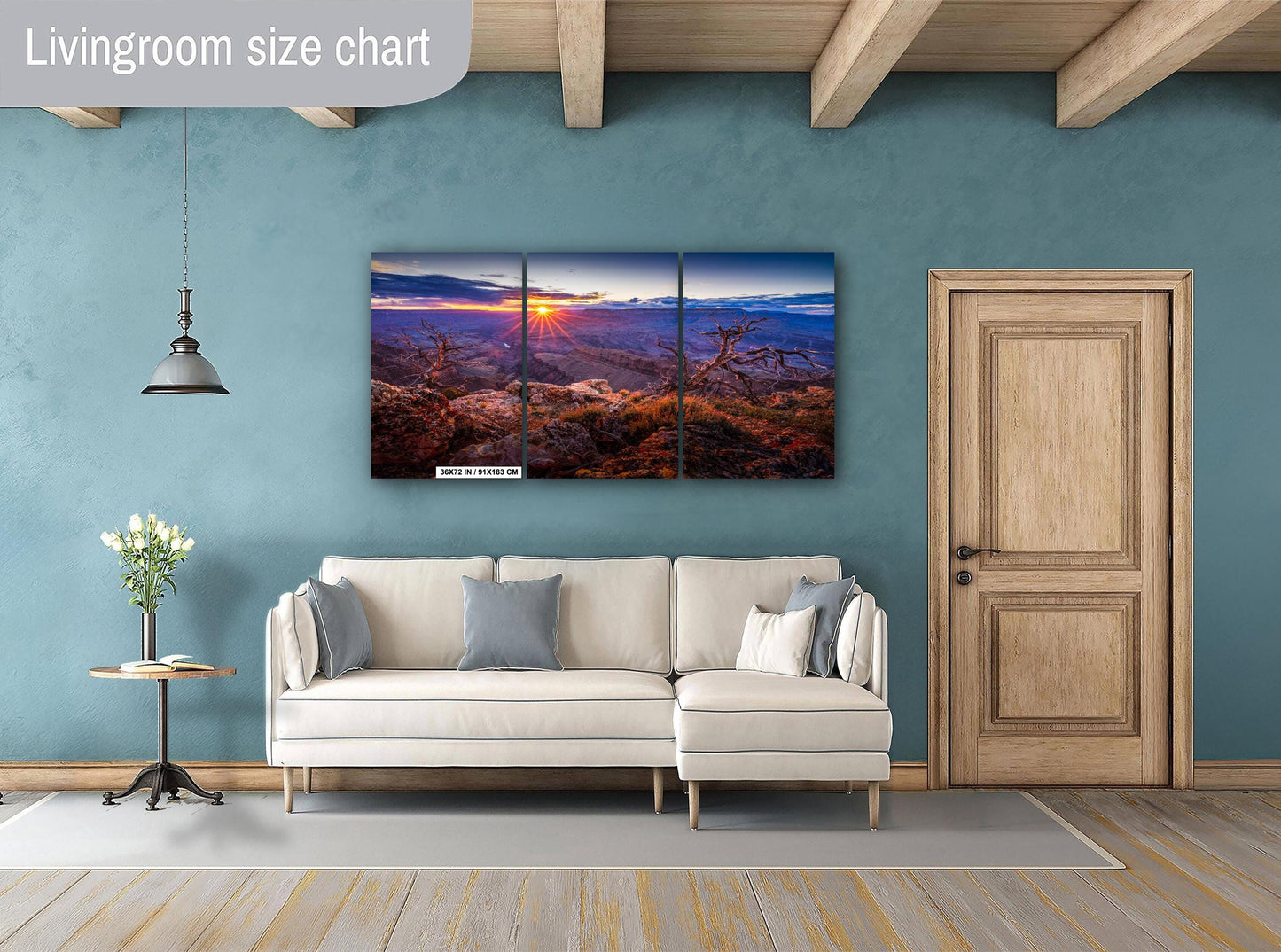 Grand Canyon Wall Art - Fiery Arizona Sunset Photo on South Rim, Premium Paper, Canvas, Acrylic & Metal Options