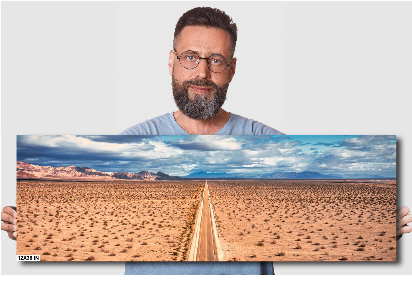 Endless Horizons on Route 66: Mojave Desert Highway Wall Art Print on Premium Paper or Ready-to-Hang Canvas