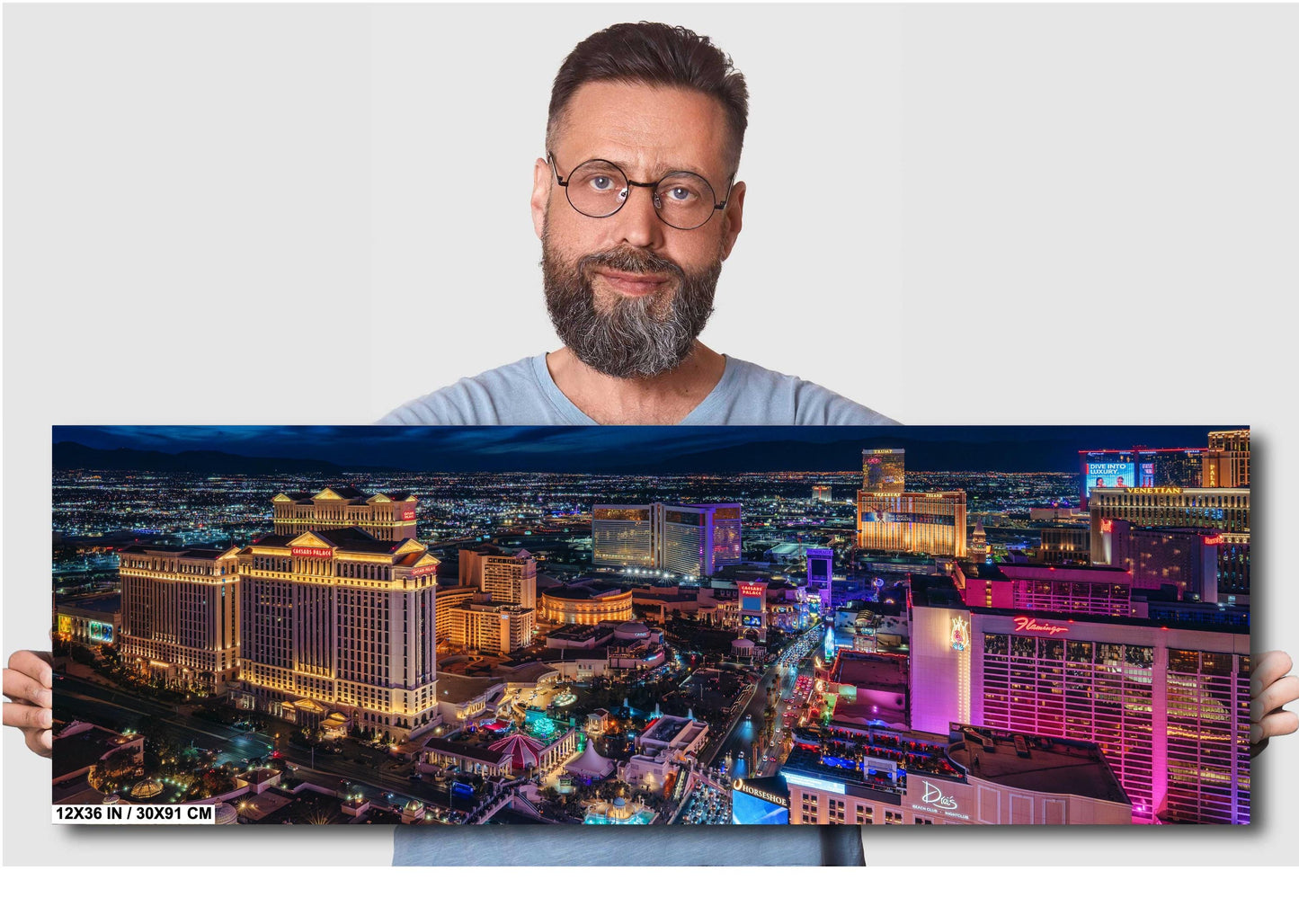 Las Vegas Strip Skyline Wall Art - Aerial Cityscape Photo on Canvas, Metal, Acrylic or Photo Paper - Ready to Hang Home Decor