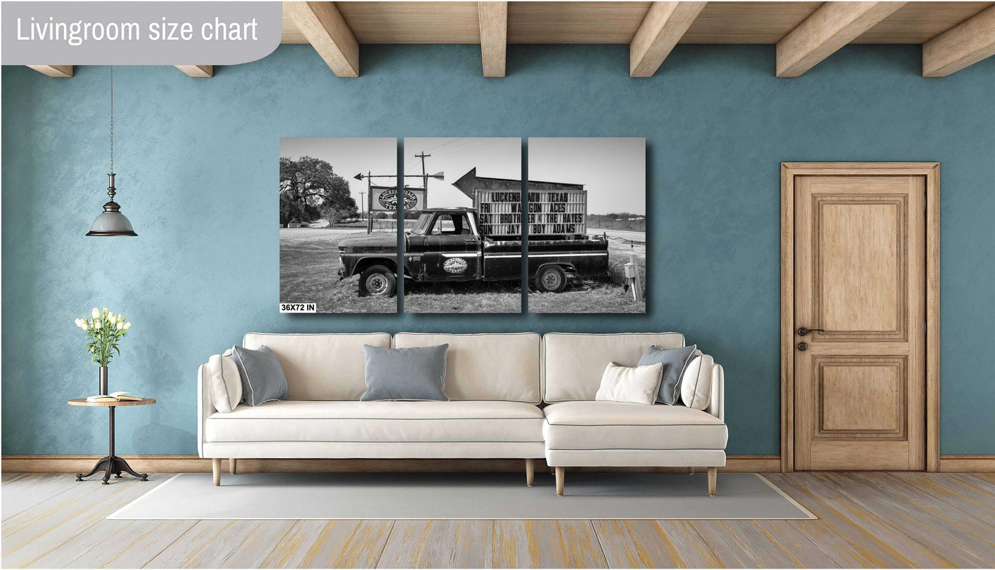 Luckenbach Texas Pickup and Sign Art Print - Outlaw Country Photography on Premium Paper, Canvas, Acrylic & Metal Options