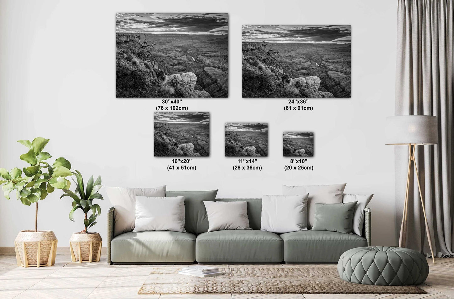 Black and White Art - Grand Canyon Print, South Rim Sunset at Lipan Point on Premium Photo Paper, Canvas, Acrylic, or Metal