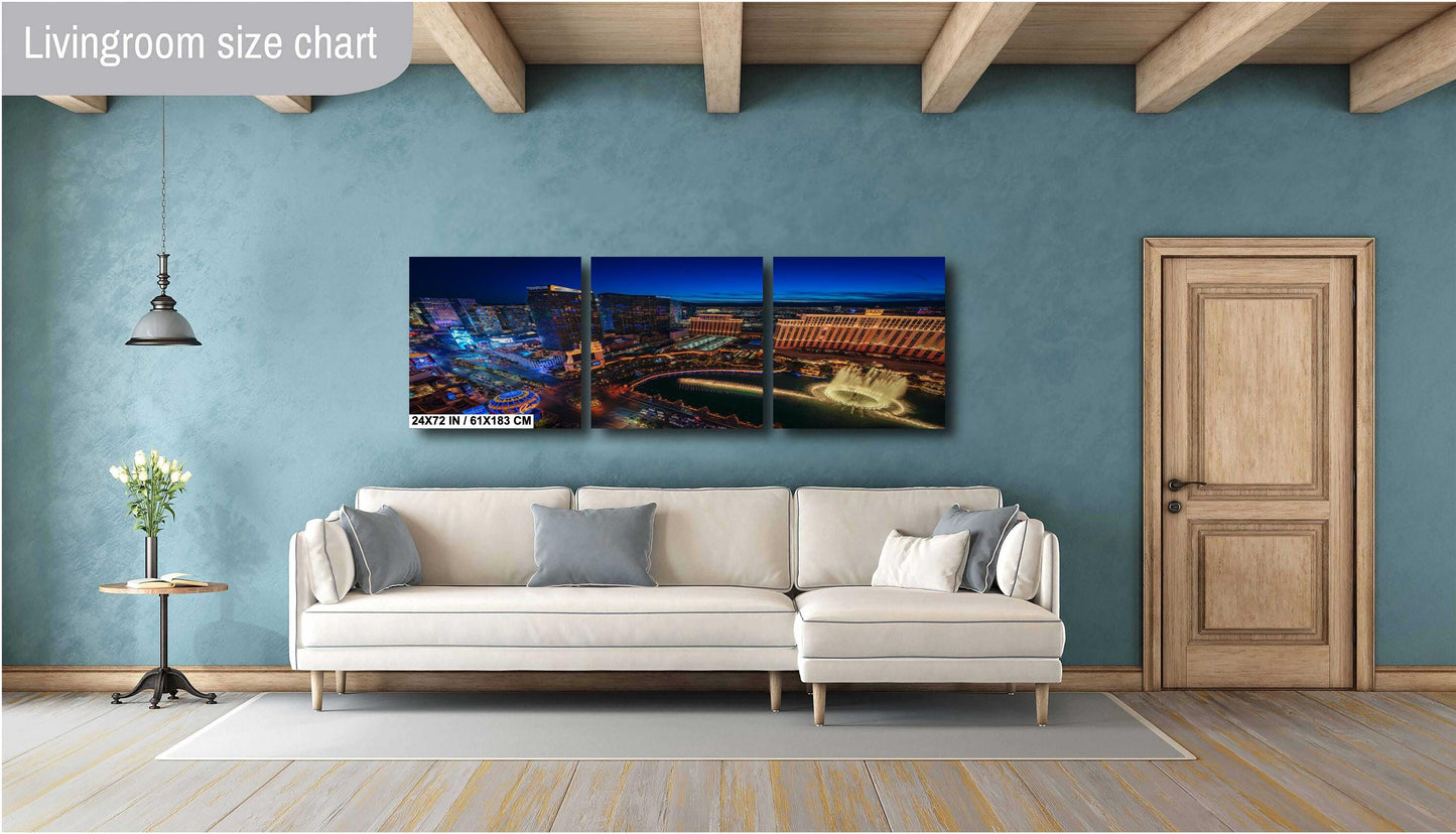 Las Vegas Skyline Print Wall Art: Aerial Photo of The Strip on Premium Paper, Canvas, Acrylic & Metal - Ready to Hang Decor