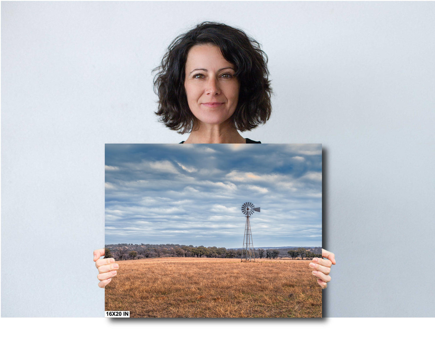 Country Wall Art - Prairie Windmill Landscape Poster | Farmhouse Decor Print on Premium Photo Paper, Canvas or Metal