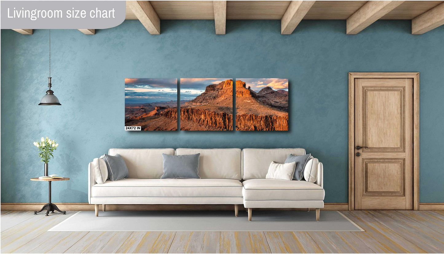 Golden Sunset Over Arizona's Black Mountains - Route 66 Mojave Desert Fine Art Landscape Print, Wall Art Decor, Nature Photography