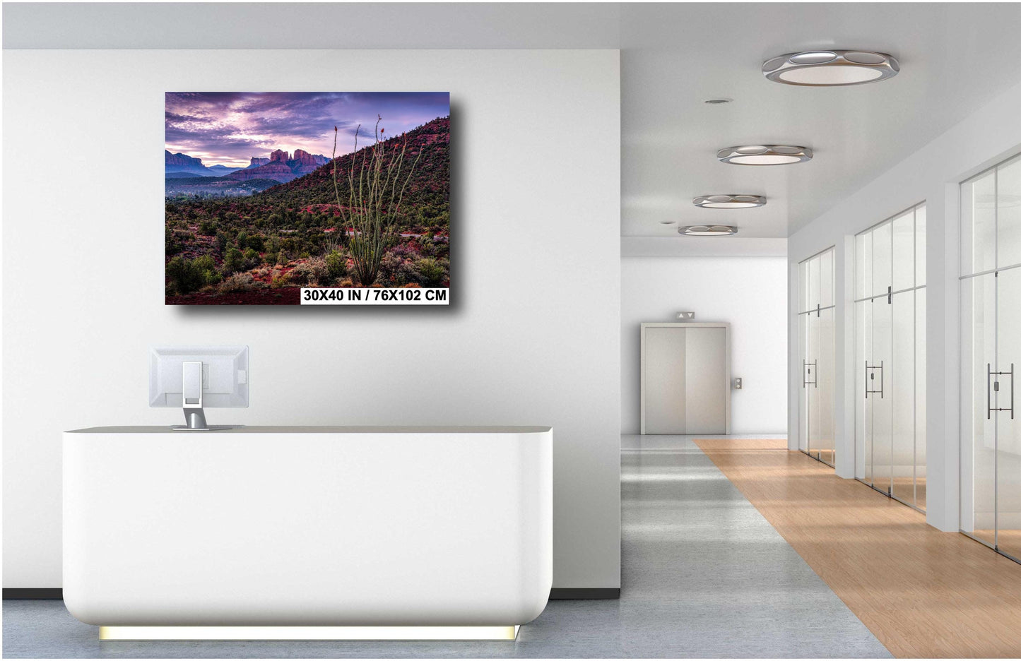 Sedona Print - Cathedral Rock Sunrise Ocotillo, Southwest Home Decor Photography on Premium Photo Paper, Canvas, Acrylic, or Metal Art