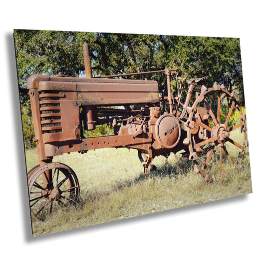 Vintage Tractor Farm Photography: Rustic Farmhouse Wall Art Canvas Print - Agricultural Equipment Decor
