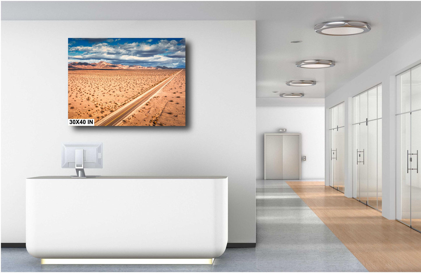 Desert Art - Mojave Fine Art Print: Route 66 Highway from Amboy, California on Premium Paper or Ready-to-Hang Canvas