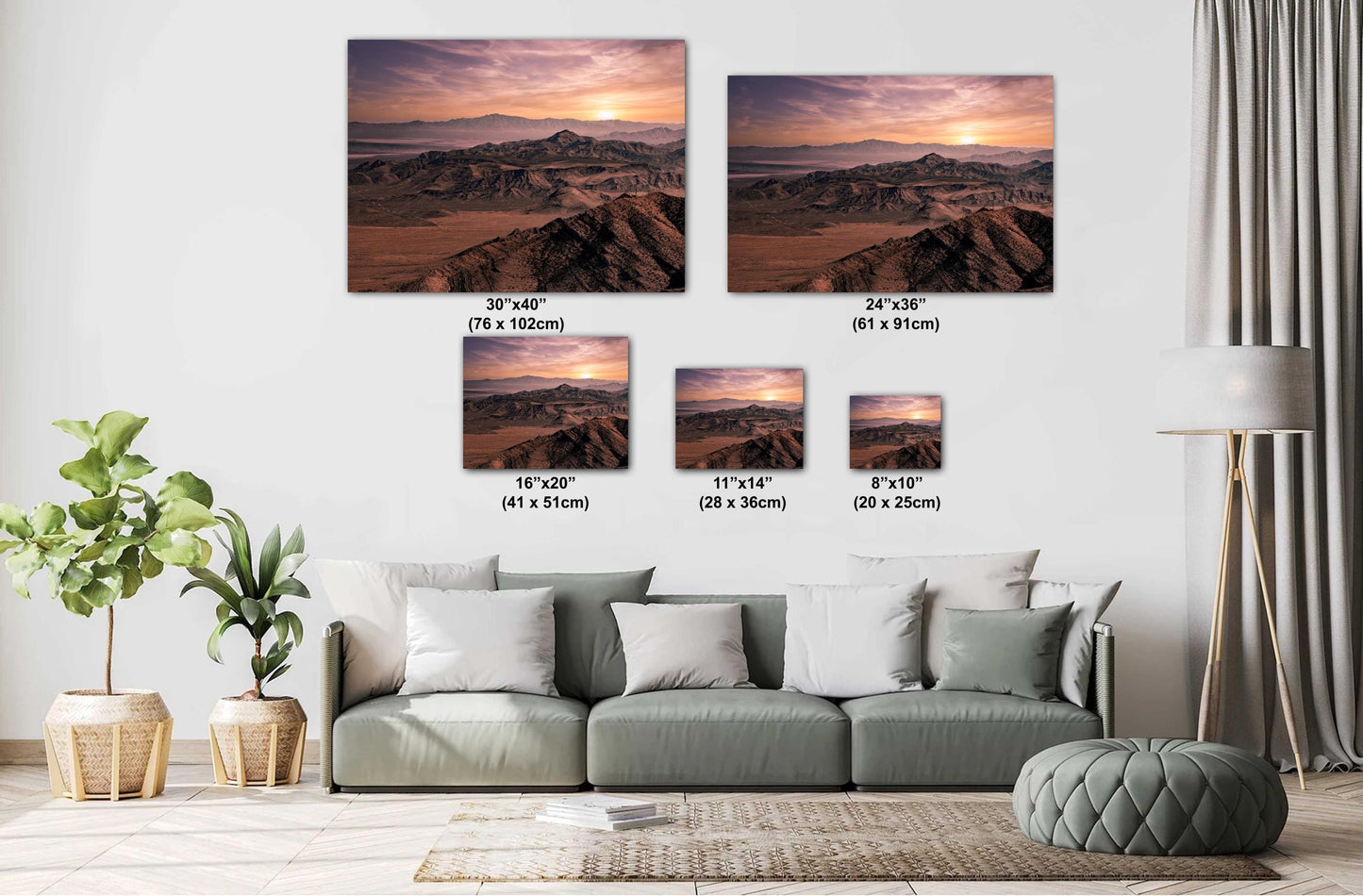 Las Vegas Desert Sunset Canvas Print: Southwest Mountain Landscape Wall Art for Home Decor, Large Format Photography