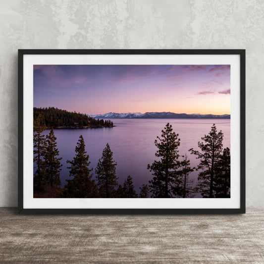 Lake Tahoe Sunset Wall Art – Large Nature Landscape Print on Canvas