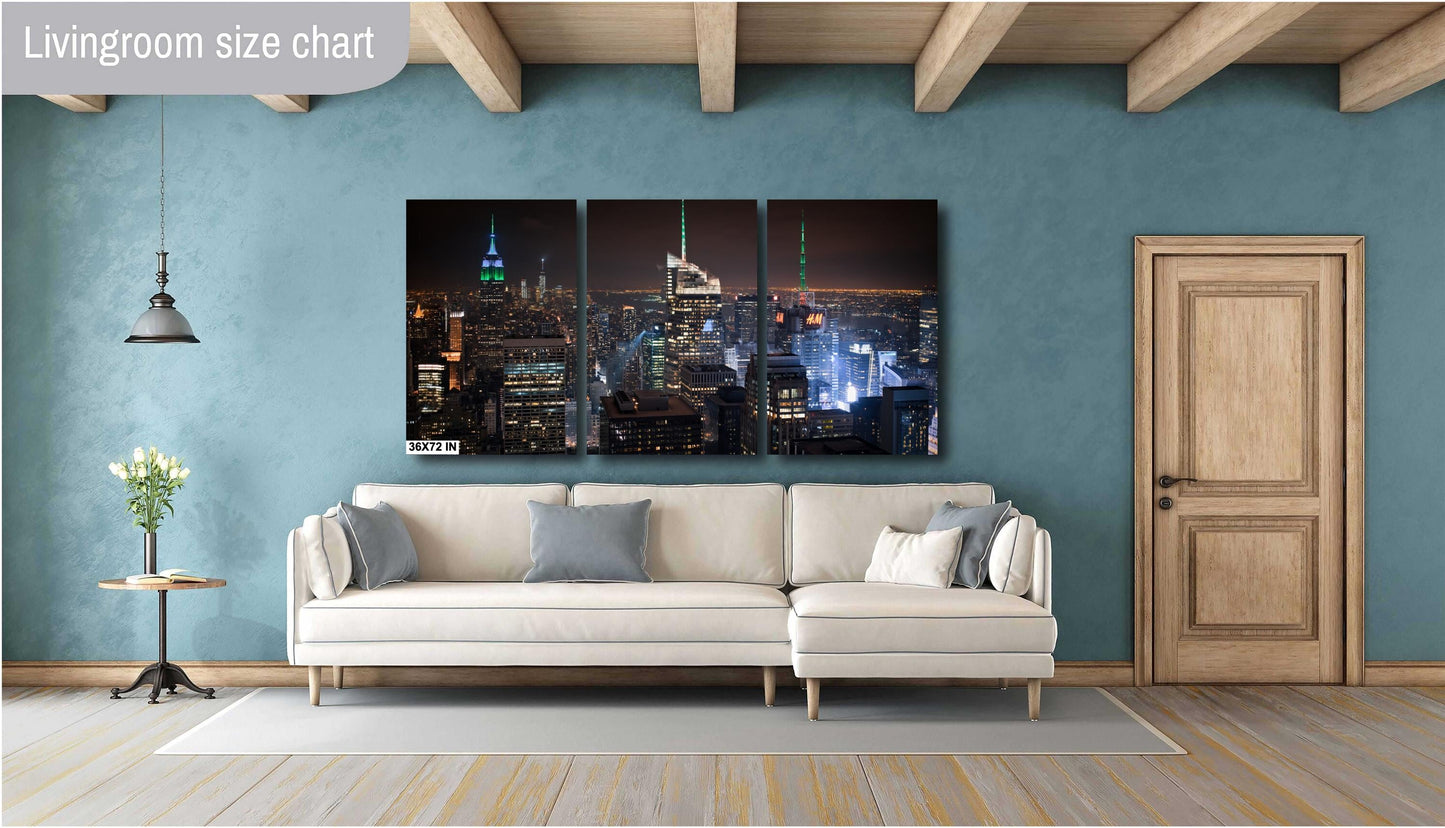 NYC Skyline Wall Art - Rockefeller Center Evening View Photography Print on Paper, Canvas, Acrylic, & Metal