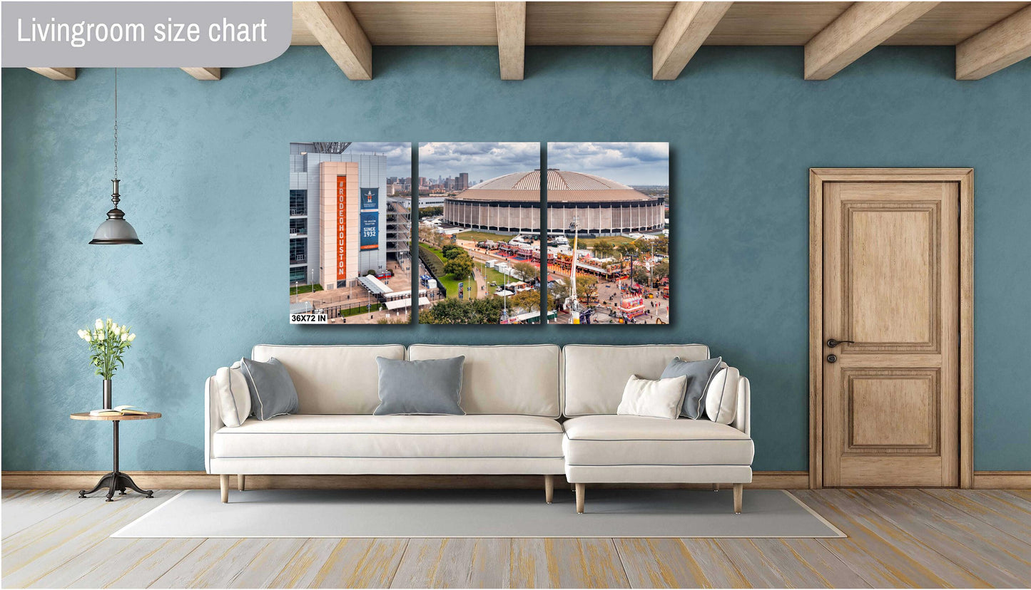 Houston Astrodome Sunset: Large Fine Art Photography Print - NRG Stadium & Rodeo Wall Decor, Carnival Art for Home