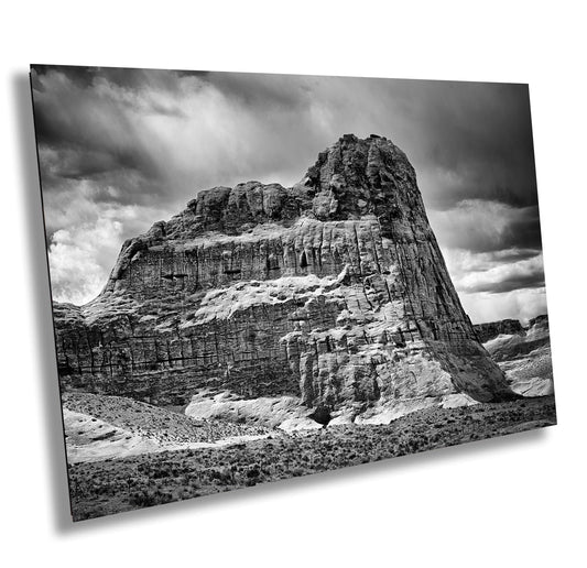 Southwest Art Print - Majestic Rock Formation Near Big Water, Utah: B&W Southwestern Fine Art Photography