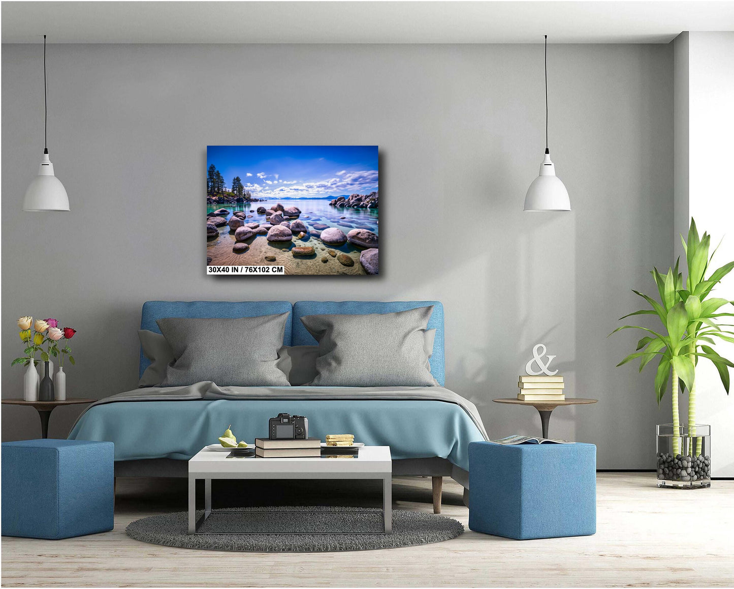 Lake Tahoe Print - Real Photo of Rocks at Sand Harbor State Park Wall Art on Canvas, Acrylic, Metal & Photo Paper - Nevada Photography Decor