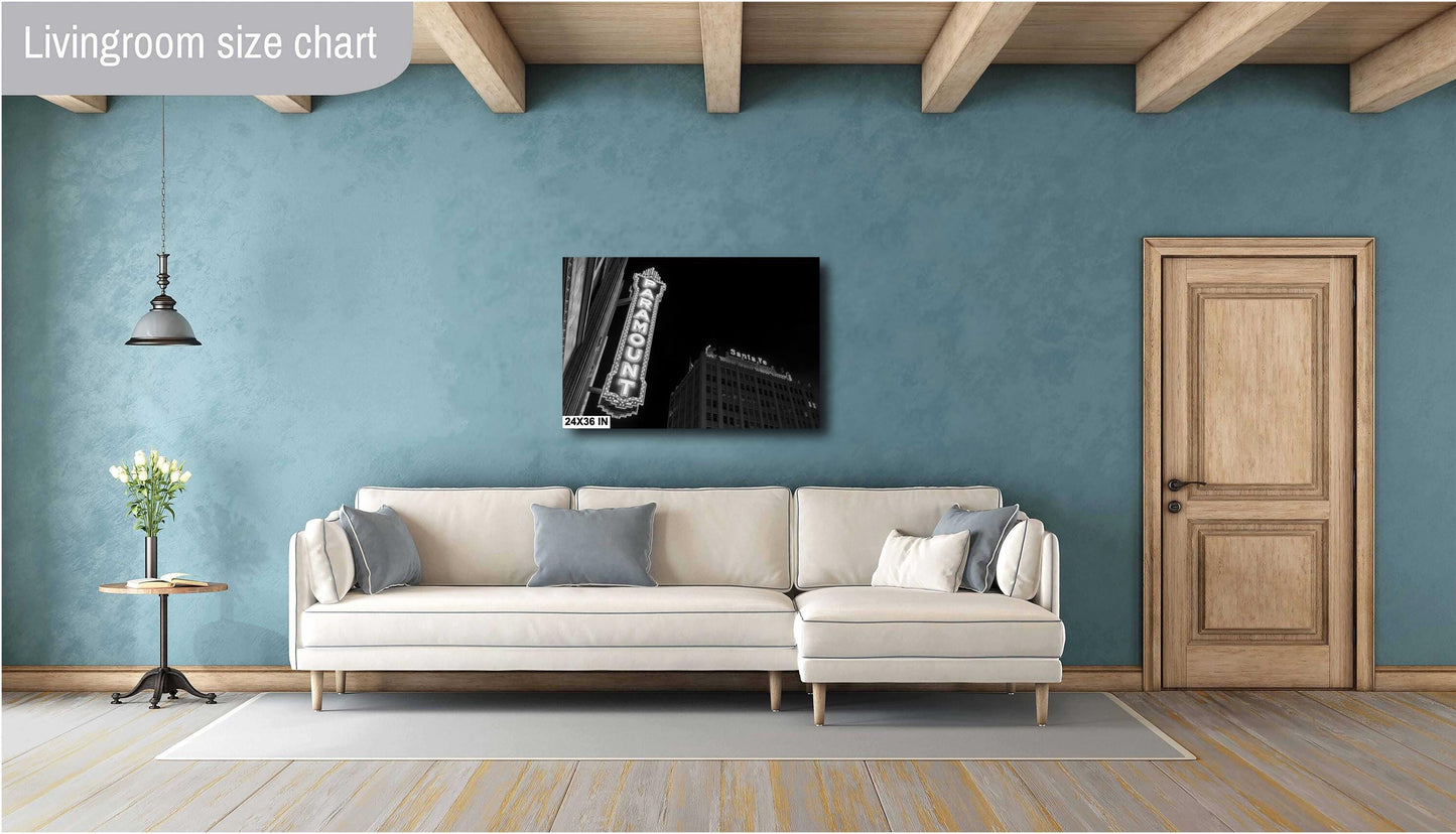Movie Theater Wall Art - Paramount Theater & Santa Fe Building in Amarillo, Texas - Fine Art Print on Photo Paper, Canvas, Acrylic, or Metal