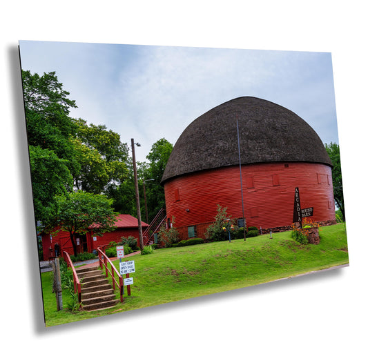 Route 66 Wall Art - Iconic Round Barn Photography Print on Canvas, Acrylic or Metal - Oklahoma Decor, Vintage Road Trip Art
