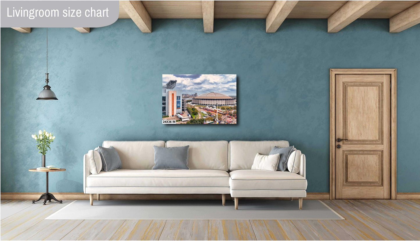 Houston Astrodome Sunset: Large Fine Art Photography Print - NRG Stadium & Rodeo Wall Decor, Carnival Art for Home