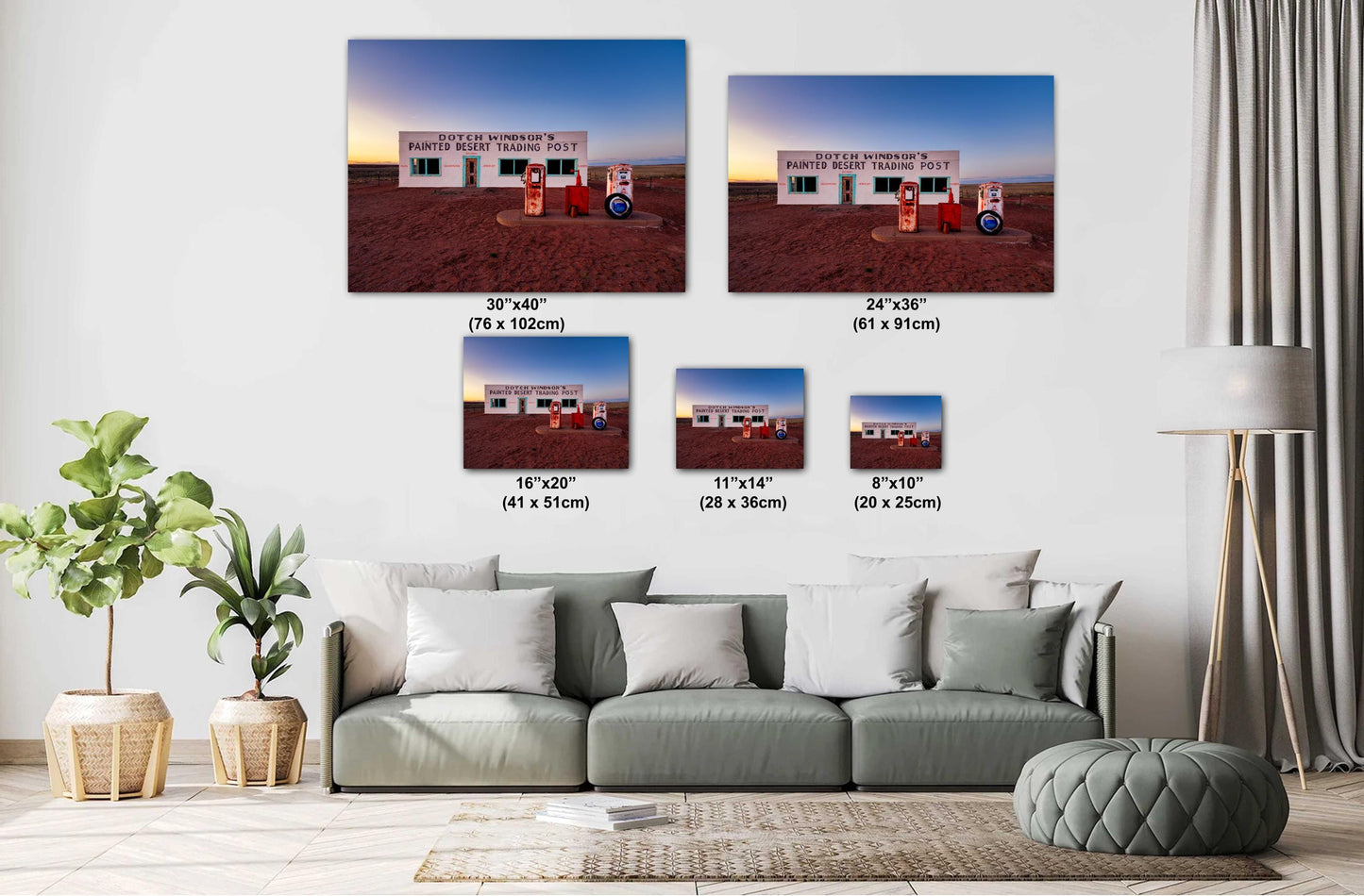 Arizona Desert Landscape Print - Route 66 Painted Desert Trading Post Wall Art Print Canvas or Paper, Southwestern Decor for Home or Office