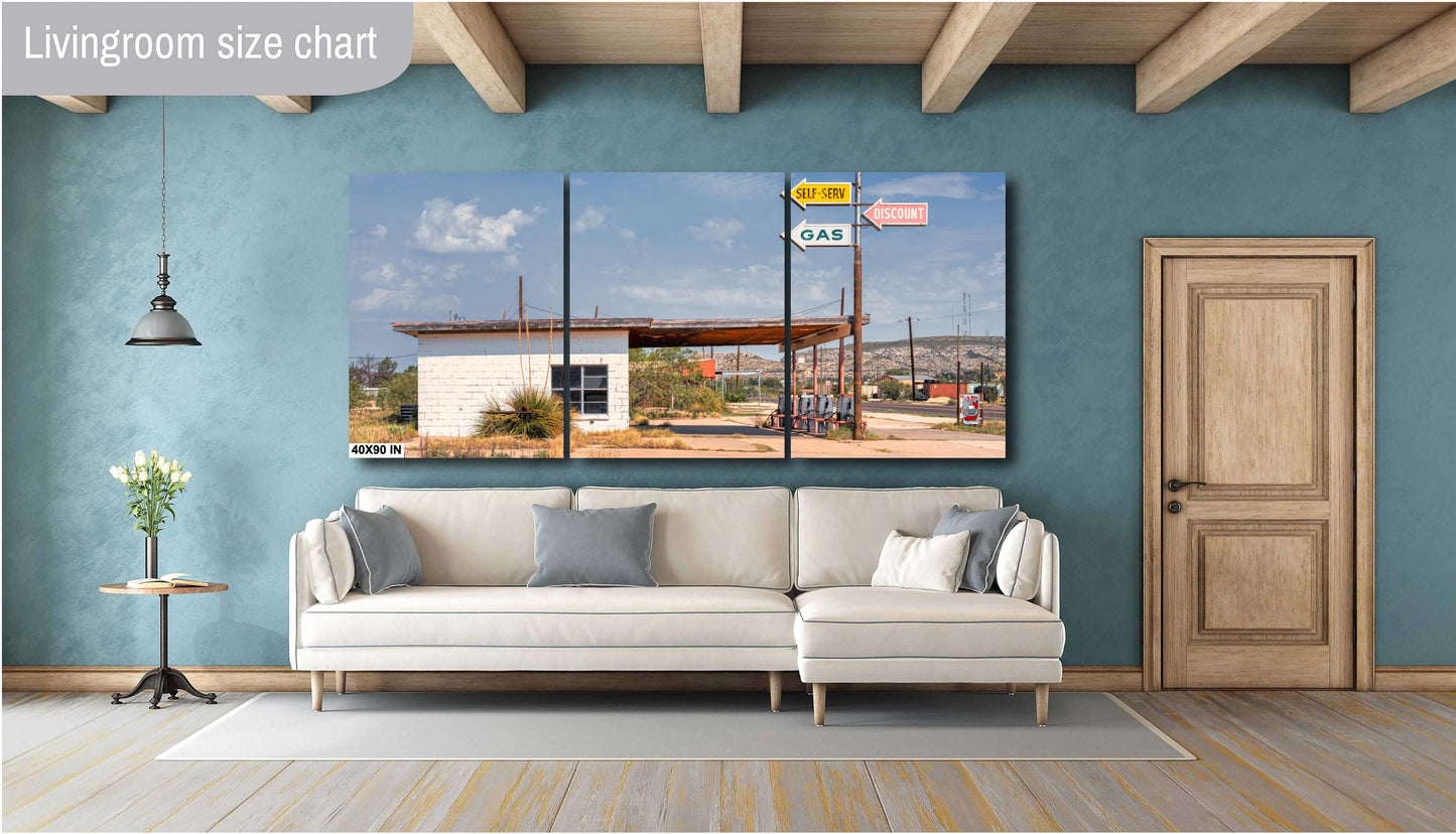 Gas Station Wall Art: Desert Landscape Photography Print from Sanderson, Texas - Rustic Home Decor & Unique Wall Decor