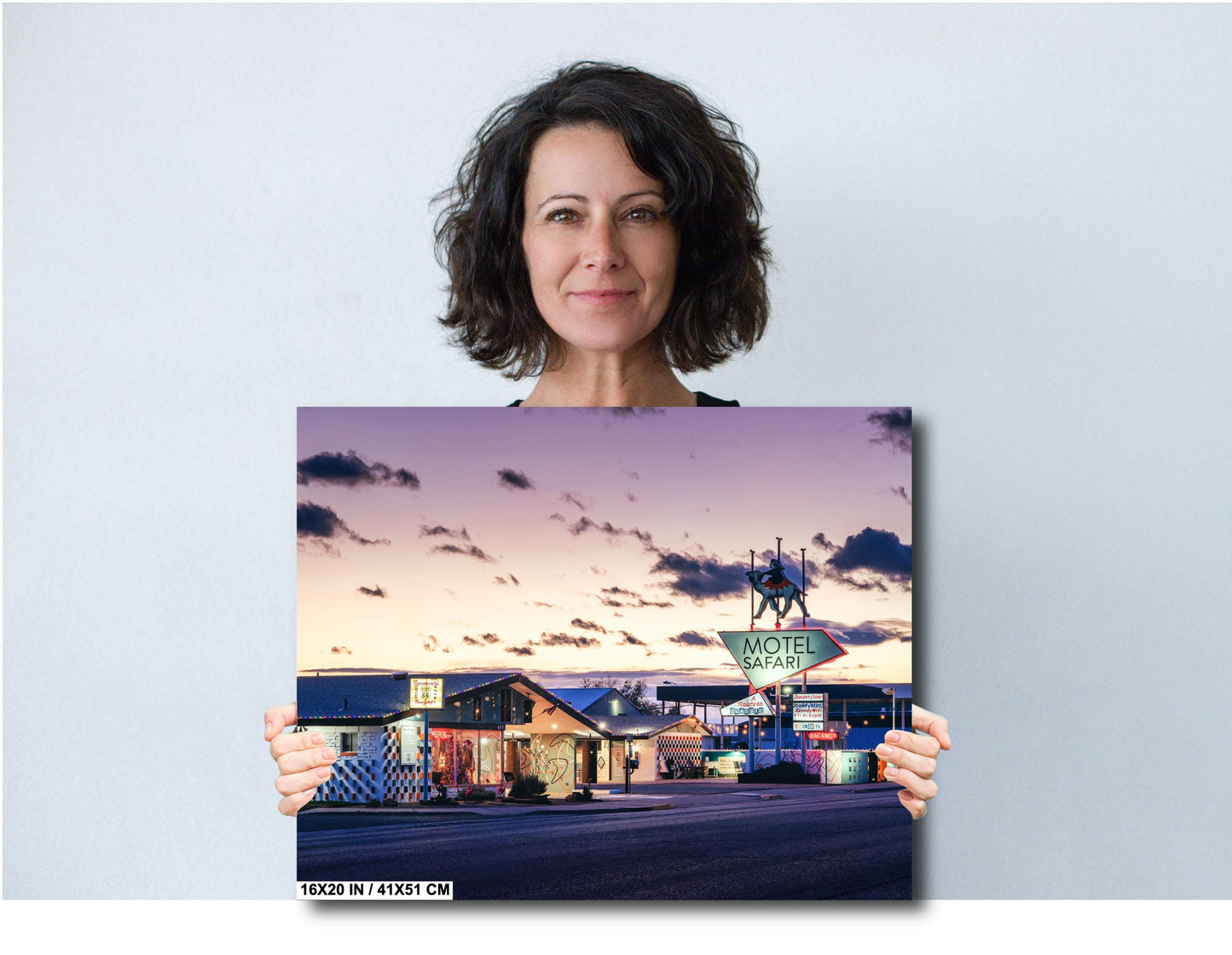 Retro Art Print - Vintage Route 66 Photography Print: Motel Safari in Tucumcari, NM on Premium Photo Paper, Canvas, Acrylic, or Metal
