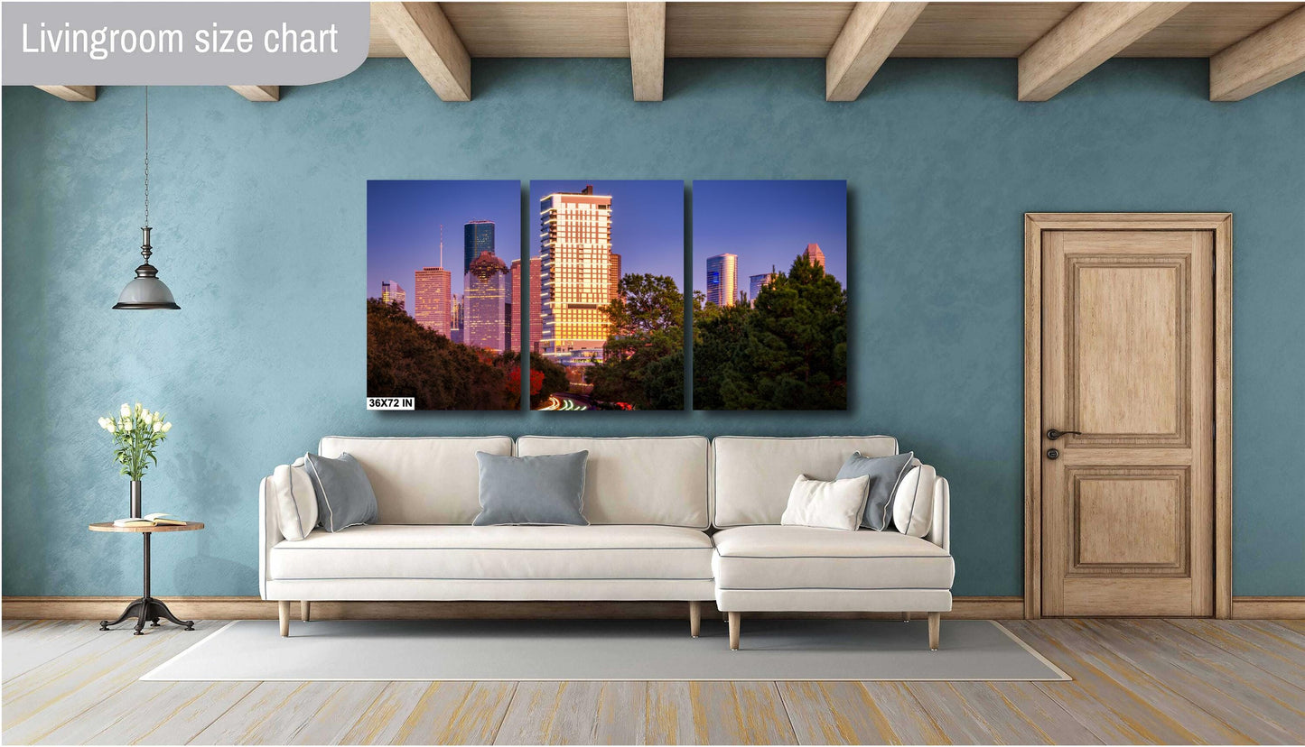 Houston Skyline Wall Art Photography - Premium Ready-to-Hang Canvas, Acrylic & Metal Prints, Memorial Drive View Décor