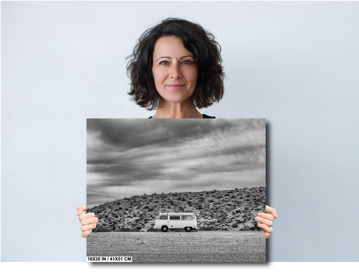Van Wall Art - Boho Road Trip Photo on Route 66, Vintage Camper Bus Photography Print on Premium Photo Paper, Canvas, Acrylic, or Metal