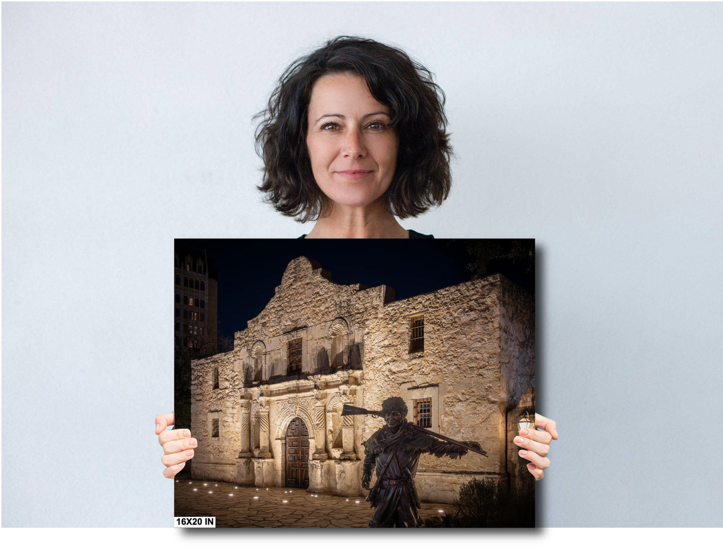 San Antonio Art - Alamo Fine Art Print: Davy Crockett Statue Texas History on Premium Photo Paper, Ready to Hang Canvas, Acrylic & Metal