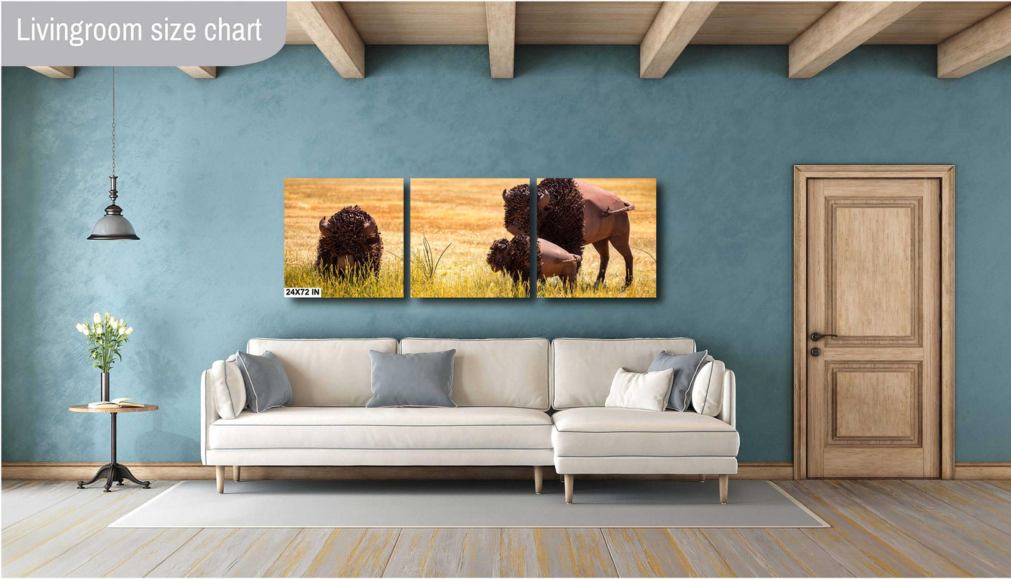Sculpture of Route 66 Metal Bison | Fine Art Landscape Photography Print | American Wildlife Wall Decor