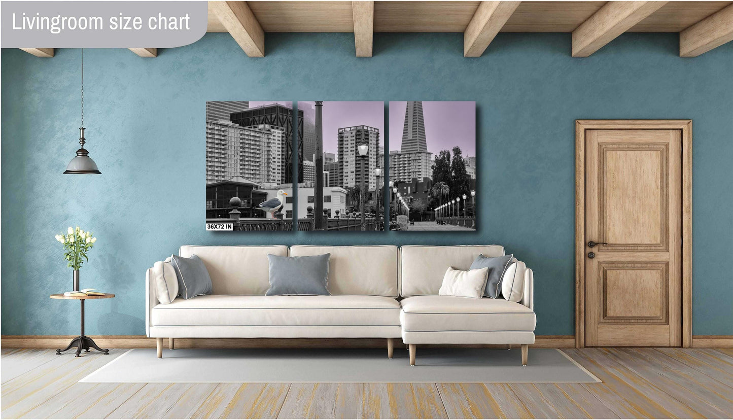 San Francisco Unique Wall Art - Foggy San Francisco Pier 7 with Transamerica Pyramid and Seagull - Urban Landscape Photography