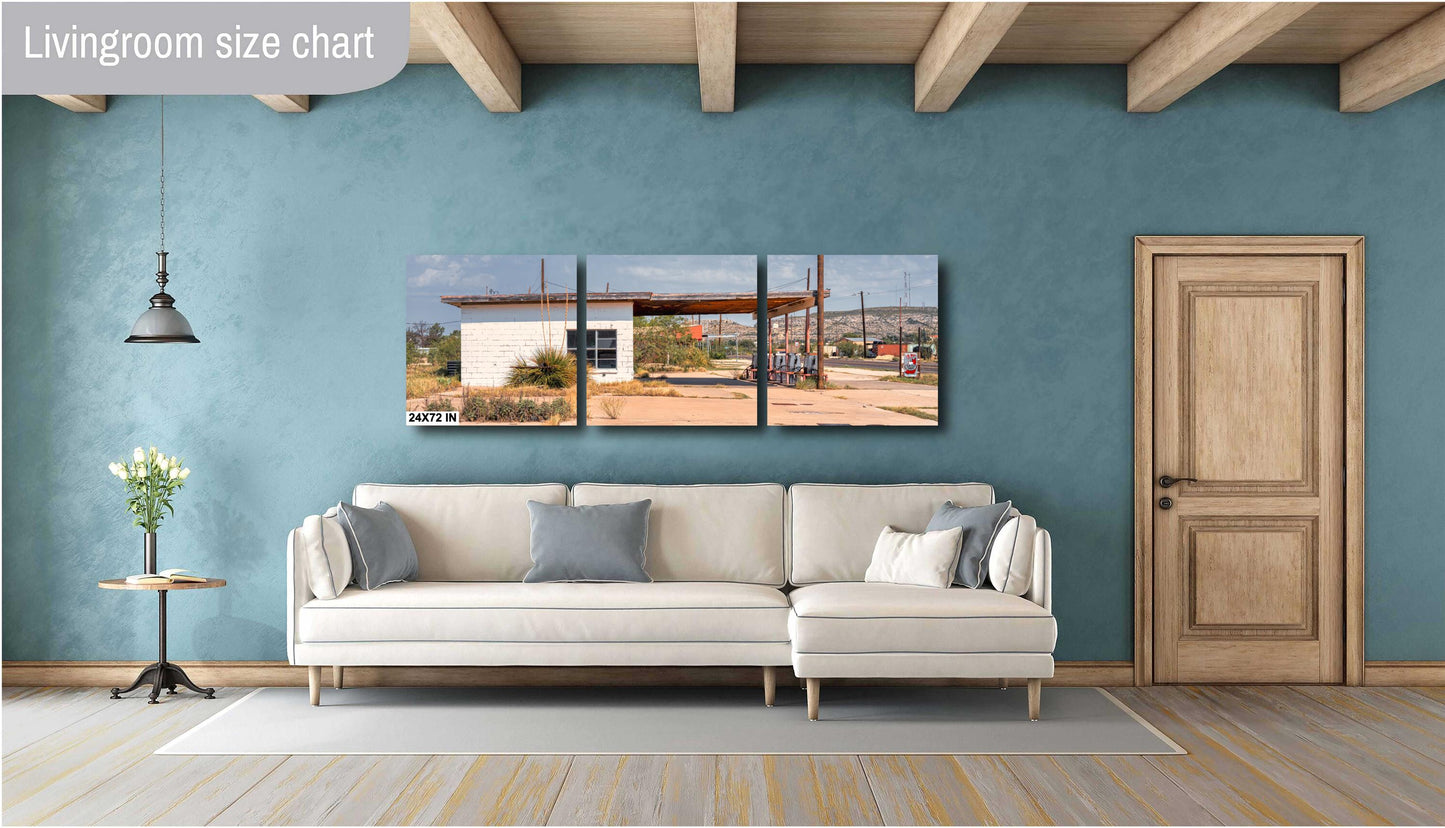 Gas Station Wall Art: Desert Landscape Photography Print from Sanderson, Texas - Rustic Home Decor & Unique Wall Decor
