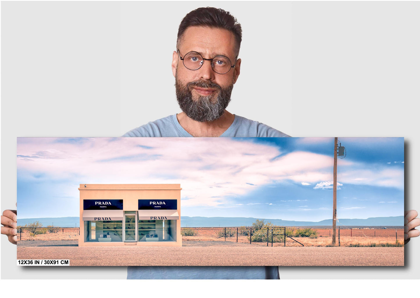 Fashion Wall Art - Marfa Store Photograph: Pastel Sunset Sky Print on Poster, Photo Paper, Canvas, Acrylic, or High Gloss Metal