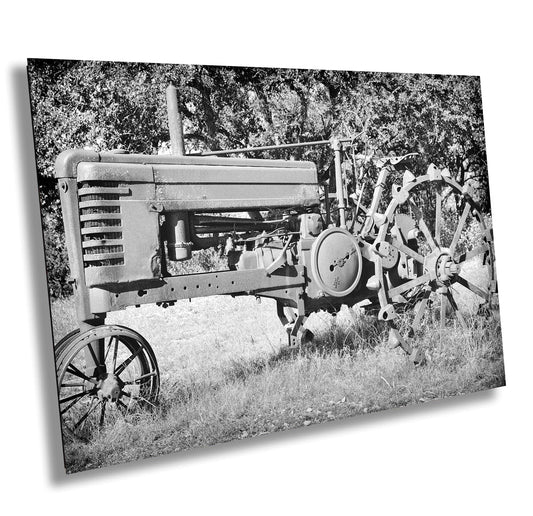 Vintage Tractor Photography Print: Black & White Farm Art for Rustic Decor, Premium Photo Paper, Canvas, Acrylic and Metal Options