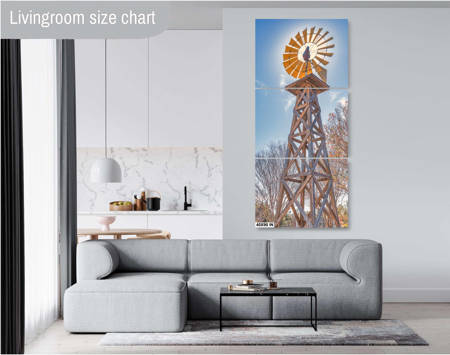 Farmhouse Photo Print: Rustic Southwestern Wall Art Decor, Yellow Blue Tan Landscape Poster