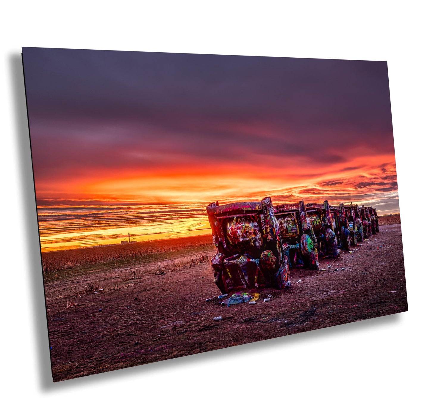 Retro Car Decor - Cadillac Ranch Sunset Print | Route 66 Amarillo Landscape Photography | Texas Americana Wall Art Decor