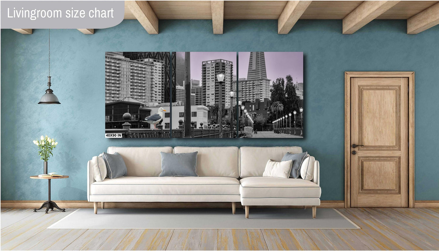 San Francisco Unique Wall Art - Foggy San Francisco Pier 7 with Transamerica Pyramid and Seagull - Urban Landscape Photography
